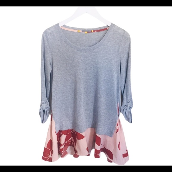 LITTLE YELLOW BUTTON (Anthropologie) Floral Tiered Twofer Long Sleeve Top Small - Picture 10 of 13